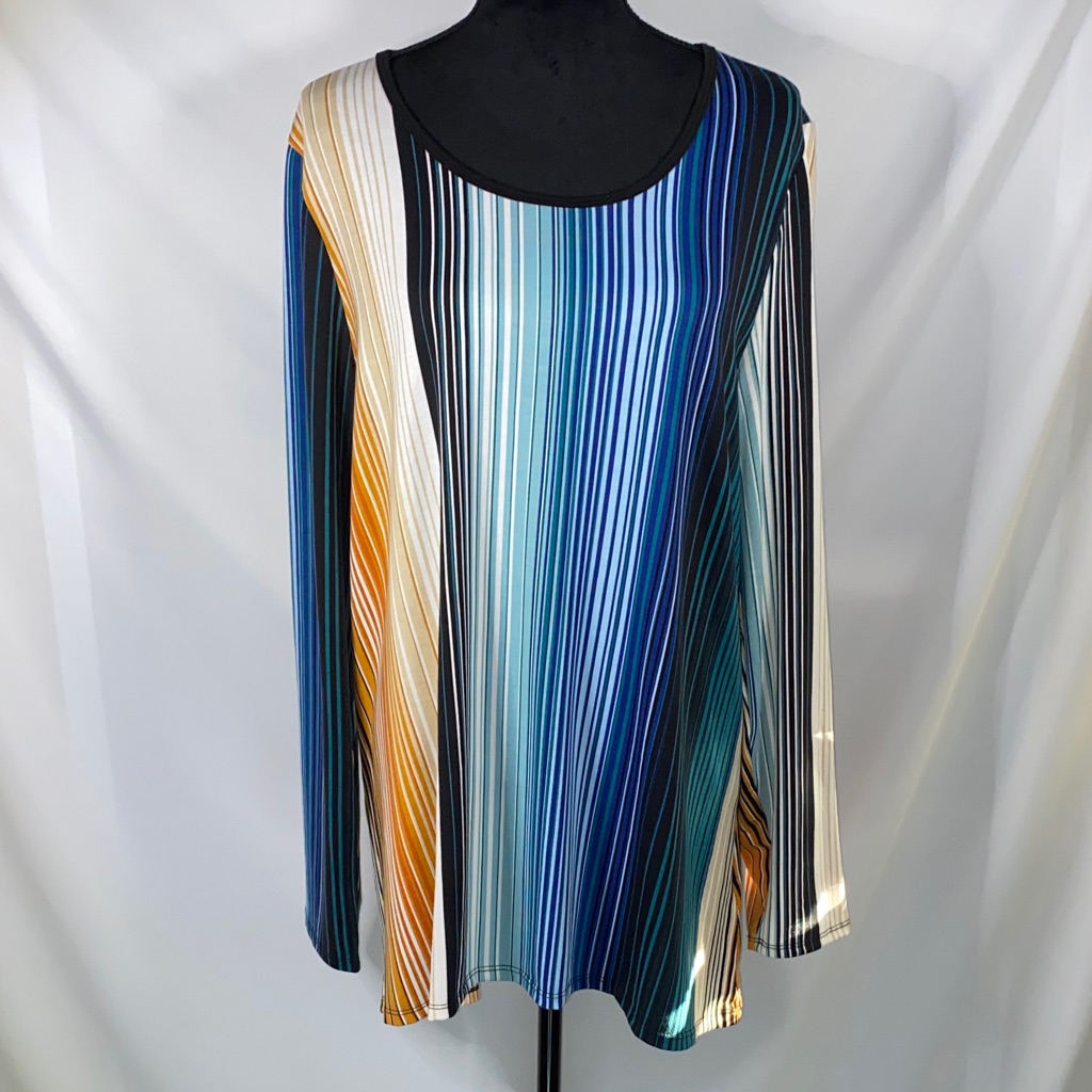 Lularoe Striped Multicolor Long Sleeve Top Size 2xl Nwt